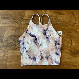 NWT Old Navy Active Powersoft light support pink/white/purple marble crop tank